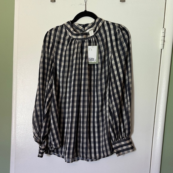 H&M Sheer Black and White Gingham Women's Top - Picture 1 of 4